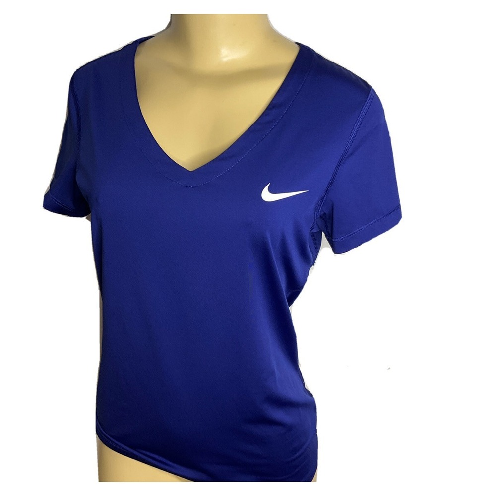 Nike‎ Dri-Fit Victory Womens M V-Neck Short Sleeve Athletic T-Shirt Swoosh Pink